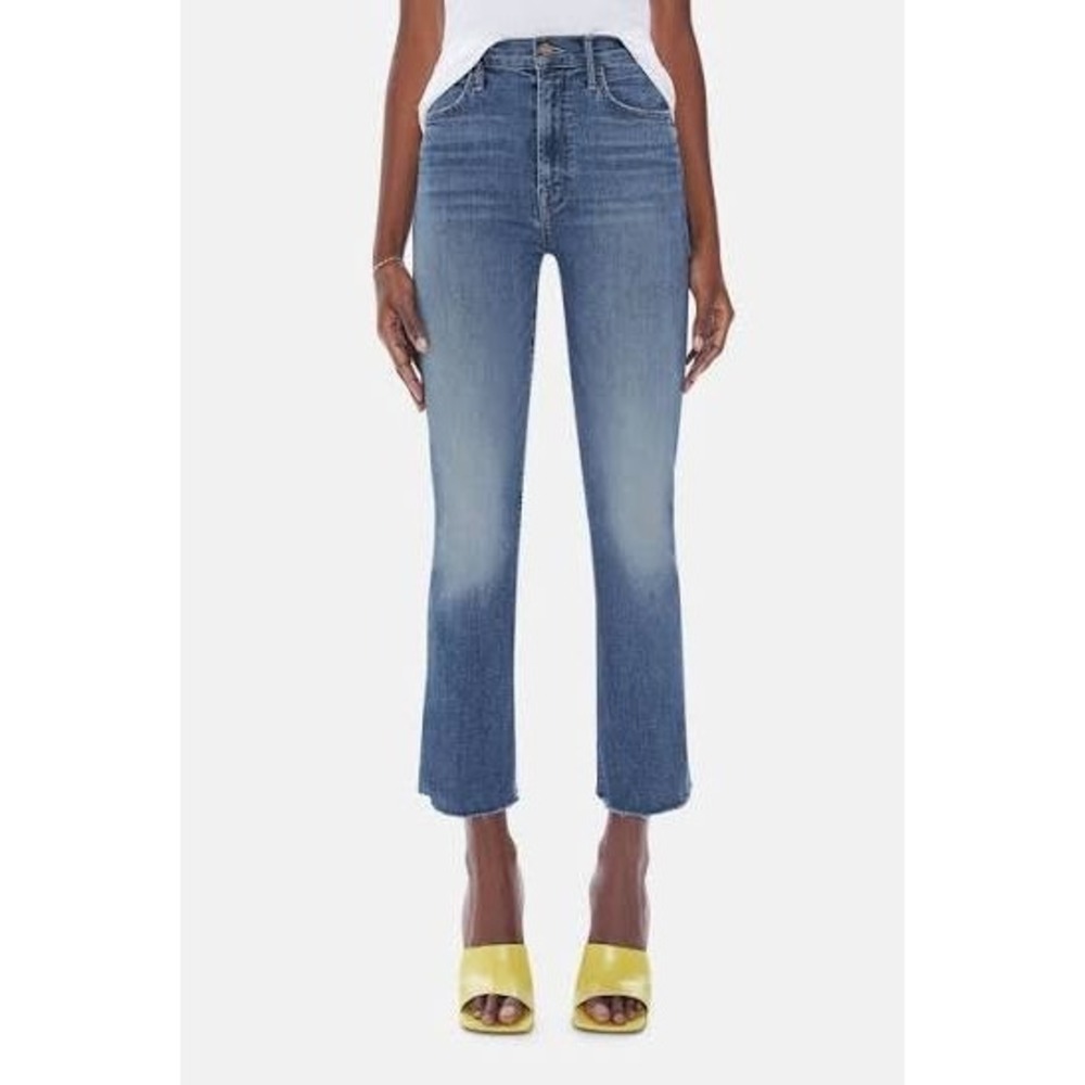 Mother The Hustler Ankle Fray Jeans in Healing Jar Blue Size 30